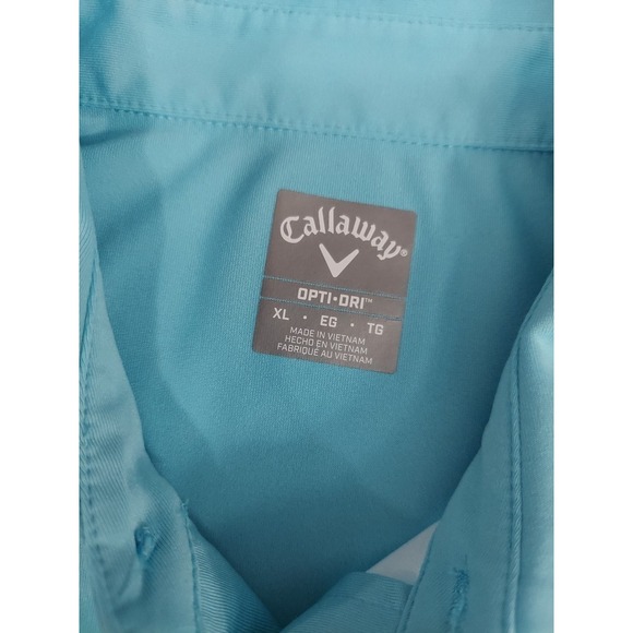 Callaway Golf Shirt‎ Mens XL Blue Opti Dry Stripes Short Sleeve Performance Polo - Picture 4 of 10